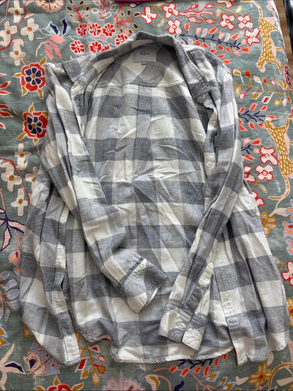 Rails Gray and White Plaid Button-Down Shirt